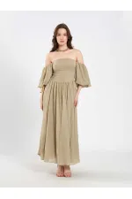 Robe en coton à manches ballon 111736 Robe en coton à manches ballon 111736