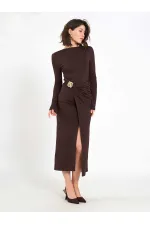 Robe midi drapée sur le devant 111699