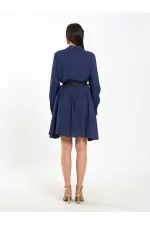 111703 Belted Ruffled Asymmetrical Dress