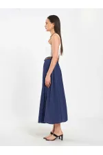 041164 A Pileli Kemerli Midi Etek