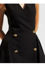 111611 Sleeveless Mini Button Detail Dress