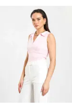 071894 Önü Fermuarlı Örme Kolsuz Body