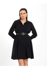 111703 Belted Ruffled Asymmetrical Dress