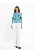 150525 Palm Tree Beaded Cardigan