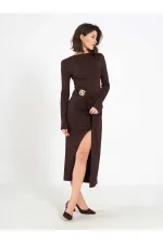 Robe midi drapée sur le devant 111699