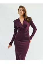 111632 Önü V Yaka Vatkalı Elbise