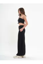 031595 Wide Leg Trousers with Side Pleats