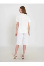 050741 T132 Crew Neck Beaded Print T-shirt