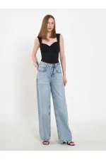 031668 Wide Leg Denim Trousers
