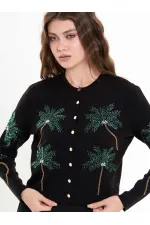 150525 Palm Tree Beaded Cardigan