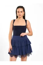 041180 Dantel Detaylı Kloş Etek