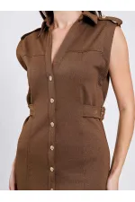 111636 Omzu Apoletli Örme Elbise