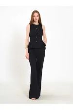 031673 Stella Straight Leg Trousers with Belt Buckle