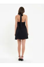 111644 Önü Tokalı Mini Elbise