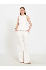 031673 Stella Straight Leg Trousers with Belt Buckle