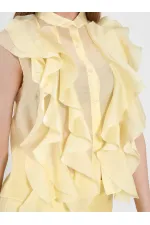 080774 Sleeveless Shirt with Ruffle Detail at Front
