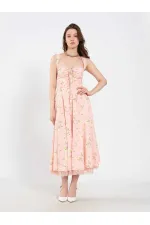 111729 Midi Dress with Ruched Bust and Ruffles 111729 Midi Dress with Ruched Bust and Ruffles