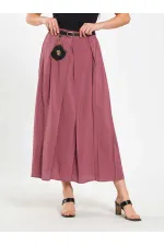 041164 A Pileli Kemerli Midi Etek