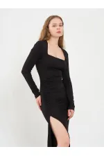 111694 Long-Sleeved Dress with Slit