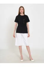 050741 T132 Crew Neck Beaded Print T-shirt