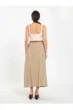 041164 A Pileli Kemerli Midi Etek