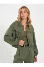 160896 Veste bomber à fermeture éclair frontale