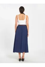 041164 A Pileli Kemerli Midi Etek