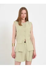 120732 Vest with Ruffled Hem