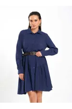 111703 Belted Ruffled Asymmetrical Dress