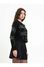 150525 Palm Tree Beaded Cardigan