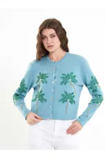 150525 Palm Tree Beaded Cardigan