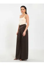 031641 Pervazlı Çift Pile Pantolon