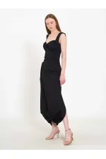 Jupe midi asymétrique à taille élastique 041197