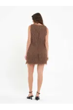 111634 Saçaklı Mini Elbise