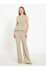 031673 Stella Straight Leg Trousers with Belt Buckle