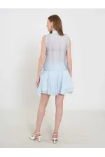 080774 Sleeveless Shirt with Ruffle Detail at Front