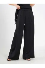 031649 Wide Pleated Satin Trousers