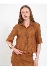 080818 Square Cut Lace-Look Shirt