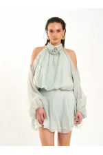 Jupe courte côtelée à taille 041182