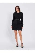 111640 Kendinden Kemerli Mini Elbise
