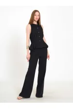 031673 Stella Straight Leg Trousers with Belt Buckle