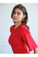 050748 Vatkalı Büzgülü T-shirt
