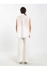 080804 Sleeveless Shirt with Flared Pattern