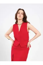 120748 Vest with Lace Detail and Buckle on the Back