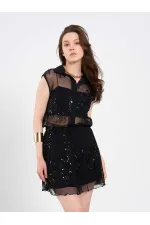 080821 Sleeveless Sequined Embellished Shirt 080821 Sleeveless Sequined Embellished Shirt