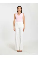 071894 Önü Fermuarlı Örme Kolsuz Body