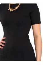 111693 Crew Neck Short Sleeve Basic Dress