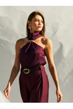 071773 Buckled Satin Blouse