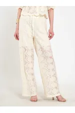 031669 Lace-Look Lined Trousers with Tie Waist