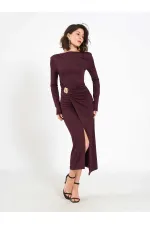 Robe midi drapée sur le devant 111699